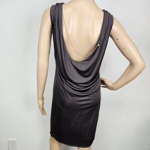 Laundry by Design Dress NEW Black Silky Knit Chain Open Back Sz 4 Dark Romantic